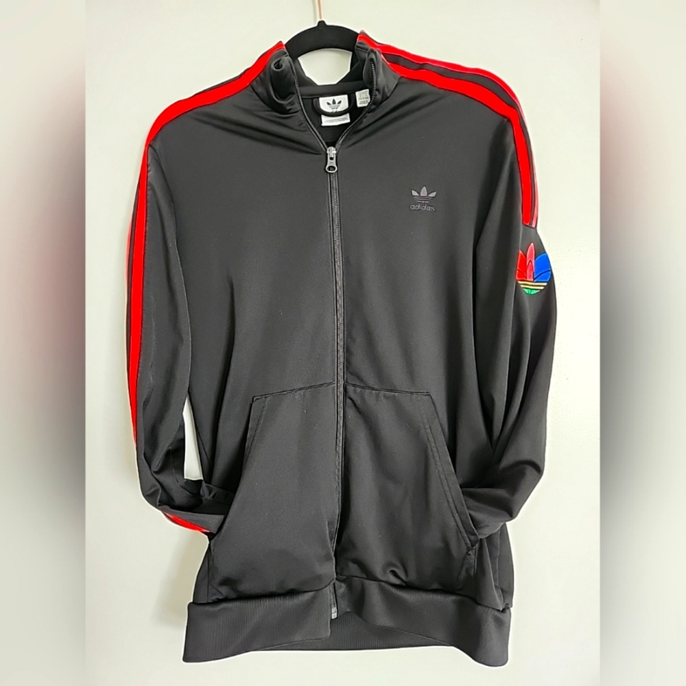Adidas Trefoil 3 Stripe Full Zip Track Jacket Black Color Stripe Youth Size XL